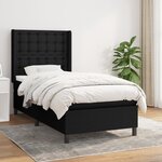 vidaXL Sommier à lattes de lit avec matelas Noir 90x190 cm Tissu