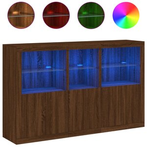 vidaXL Buffet avec lumières LED chêne marron 162x37x100 cm