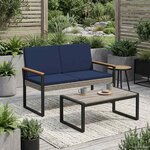 vidaXL Banc extérieur Gris et bleu marine 107 x 61 x 80 cm polyrotin
