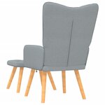 vidaXL Chaise de relaxation avec tabouret Gris clair Tissu