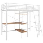 vidaXL Lit superposé avec table sans matelas blanc métal 90x200 cm
