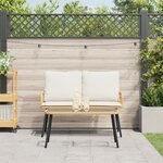 Set de Salle à Manger de Jardin 2 Pièces avec Coussins en Poly Rattan Naturel