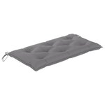 vidaXL Banc de jardin avec coussin gris 112 cm Bois de teck massif