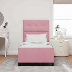 vidaXL Lit à ressorts avec tête de lit Rose 90 x 200 cm Velours