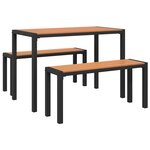 Ensemble de salle à manger de jardin 3 pièces vidaXL en acier et WPC marron