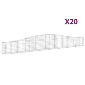 vidaXL Paniers à gabions arqués 20 Pièces 400x30x40/60 cm Fer galvanisé