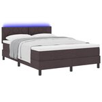 vidaXL Lit à ressorts avec matelas Marron foncé 140 x 200 cm tissu