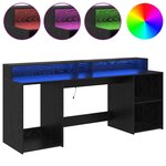 vidaXL Bureau avec porte Chêne noir 200 x 55 x 91 cm Bois d'ingénierie