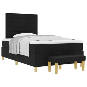 vidaXL Lit à ressorts avec tête de lit Noir 200 x 120 cm tissu