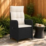 vidaXL Chaise de jardin inclinable Noir et blanc crème