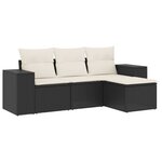 vidaXL Salon de jardin 4 Pièces avec coussins noir résine tressée