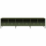 vidaXL Meuble TV vert olive 202x39x43 5 cm acier laminé à froid