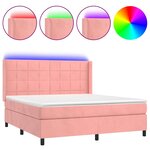 vidaXL Sommier à lattes de lit matelas et LED Rose 180x200 cm Velours