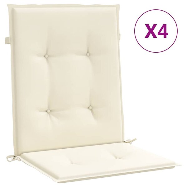 vidaXL Coussins de chaise de jardin à dossier bas lot de 4 crème