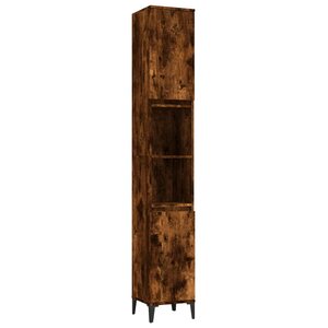 vidaXL Armoire de bain chêne fumé 30x30x190 cm bois d'ingénierie