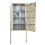 Bloc collectif Leabox  2x4  grade 3  simple face  Extérieur  fixation sur pieds à sceller   Ivoire RAL 1015  finition brillante