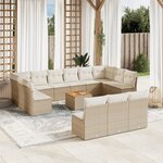 vidaXL Salon de jardin avec coussins 14 Pièces beige résine tressée