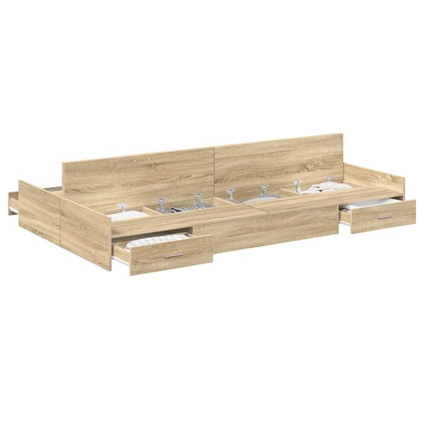 vidaXL Cadre de lit avec rangement Chêne Sonoma 120 x 190 cm