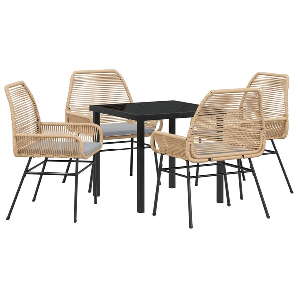 vidaXL Ensemble de salle à manger de jardin 5 pièces avec coussins Marron Poly Rattan