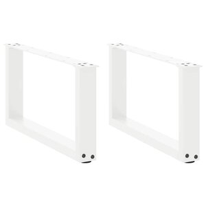 vidaXL Pieds de table basse en U 2 pièces Blanc 70 x (30-31) cm Acier