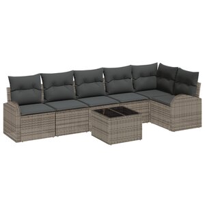 vidaXL Ensemble de Canapés de Jardin 6 Pièces avec Coussins Rattan Poly Noir