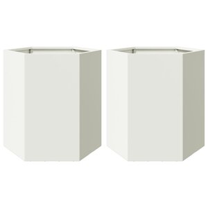 vidaXL Jardinières 2 Pièces blanc hexagone 46x40x45 cm acier
