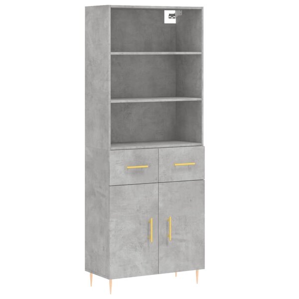 vidaXL Buffet haut Gris béton 69 5x34x180 cm Bois d'ingénierie