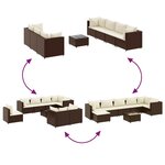 vidaXL Salon de jardin avec coussins 8 Pièces marron résine tressée
