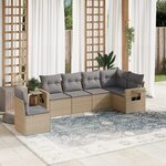 vidaXL Salon de jardin avec coussins 6 Pièces beige résine tressée