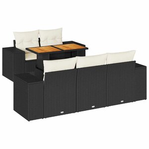 vidaXL Salon de jardin 6 Pièces avec coussins noir résine tressée