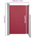 vidaXL Auvent latéral rétractable de patio 120x300 cm Rouge