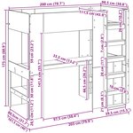 vidaXL Cadre de lit superposé avec bureau Chêne noir 98 5 x 200 cm