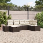 vidaXL Ensemble de 6 canapés de jardin avec coussins Marron Poly Rattan