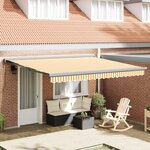 vidaXL Auvent rétractable automatique Jaune et Blanc 400x300 cm