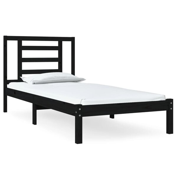 vidaXL Cadre de lit sans matelas noir 100x200 cm bois massif de pin
