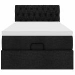 vidaXL Lit ottoman avec matelas noir 90x200 cm tissu
