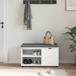 vidaXL Banc d'entrée avec coussin Uni Blanc 80 x 38 x 46 cm