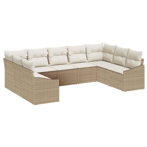 vidaXL Ensemble de Canapés avec coussin 9 Pièces Beige polyrotin