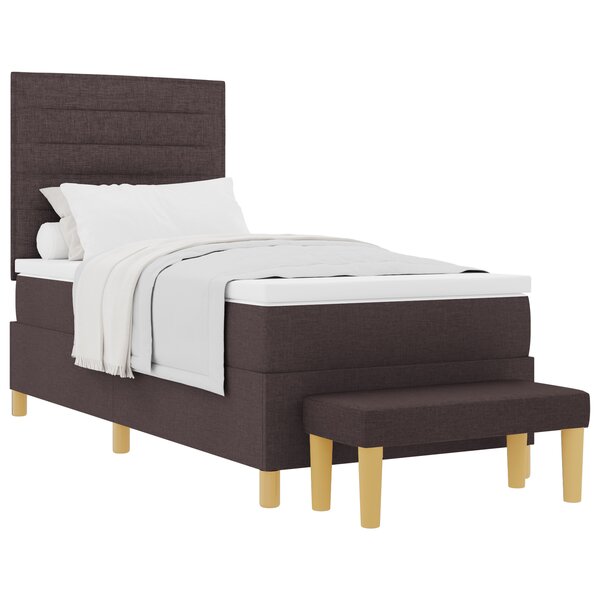 vidaXL Lit à Ressorts avec Matelas & Banc Marron Foncé 100x200 cm Tissu