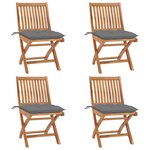 vidaXL Chaises pliables de jardin avec coussins lot de 4 Teck solide
