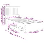 vidaXL Cadre de lit Gris Sonoma 90 x 190 cm Bois d'ingénierie