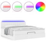 vidaXL Lit ottoman avec matelas & LED blanc pur 160x200cm similicuir