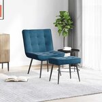 vidaXL Chaise de relaxation avec tabouret Bleu Velours