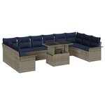 vidaXL Ensemble de canapé de jardin 11 Pièces Gris Poly Rattan