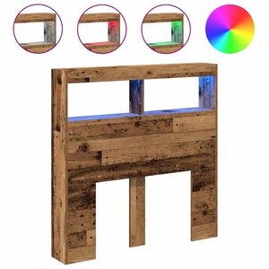 vidaXL Armoire tête de lit avec LED vieux bois 100x17x102 cm