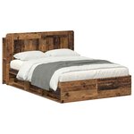 vidaXL Cadre de lit avec rangement Bois ancien 140 x 190 cm