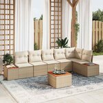vidaXL Ensemble de canapé de jardin 7 Pièces Beige Poly rotin