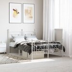 vidaXL Cadre de lit métal sans matelas et pied de lit blanc 120x190 cm