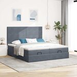 vidaXL Cadre de lit ottoman avec matelas gris foncé 200x200 cm velours