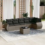 vidaXL Salon de jardin avec coussins 7 Pièces gris résine tressée